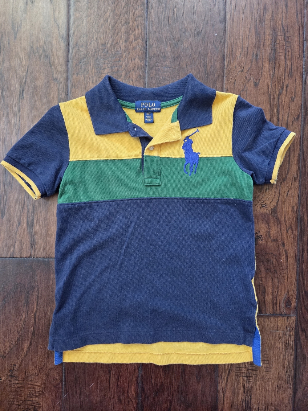 Polo by Ralph Lauren Boys' Navy, Green & Yellow Colorblock Polo